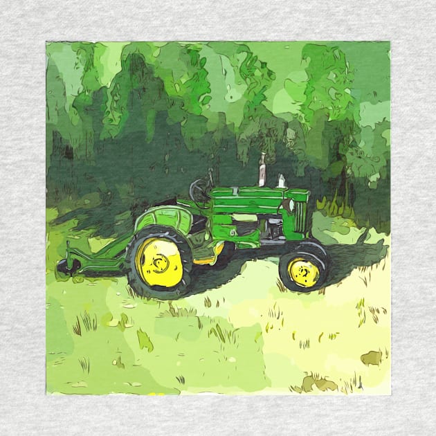 Antique “Green” tractor with mower attached by WelshDesigns